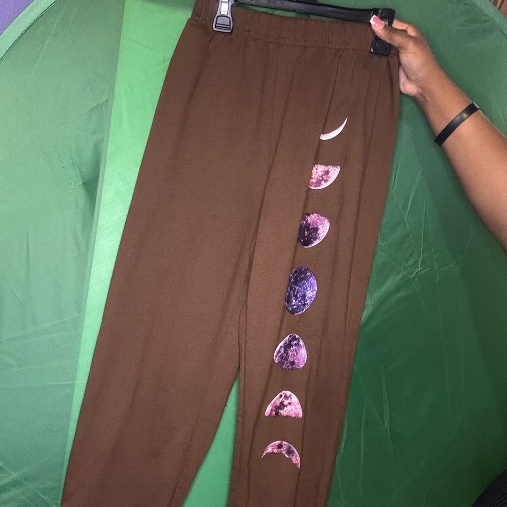 Brown Pants with Moon Phase Design